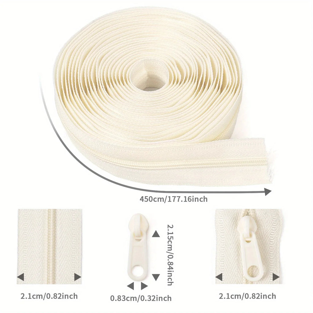 1 group = 4.5m zipper + 10 plastic zipper heads, 20 colors optional,