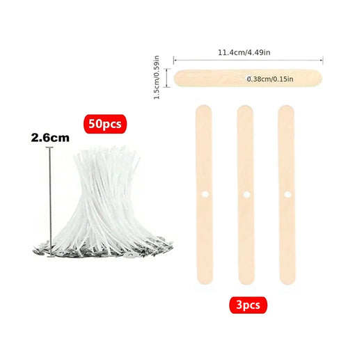 53pcs Candle Wicks Holder Waxed Cotton Candle Wicks Set with Stand