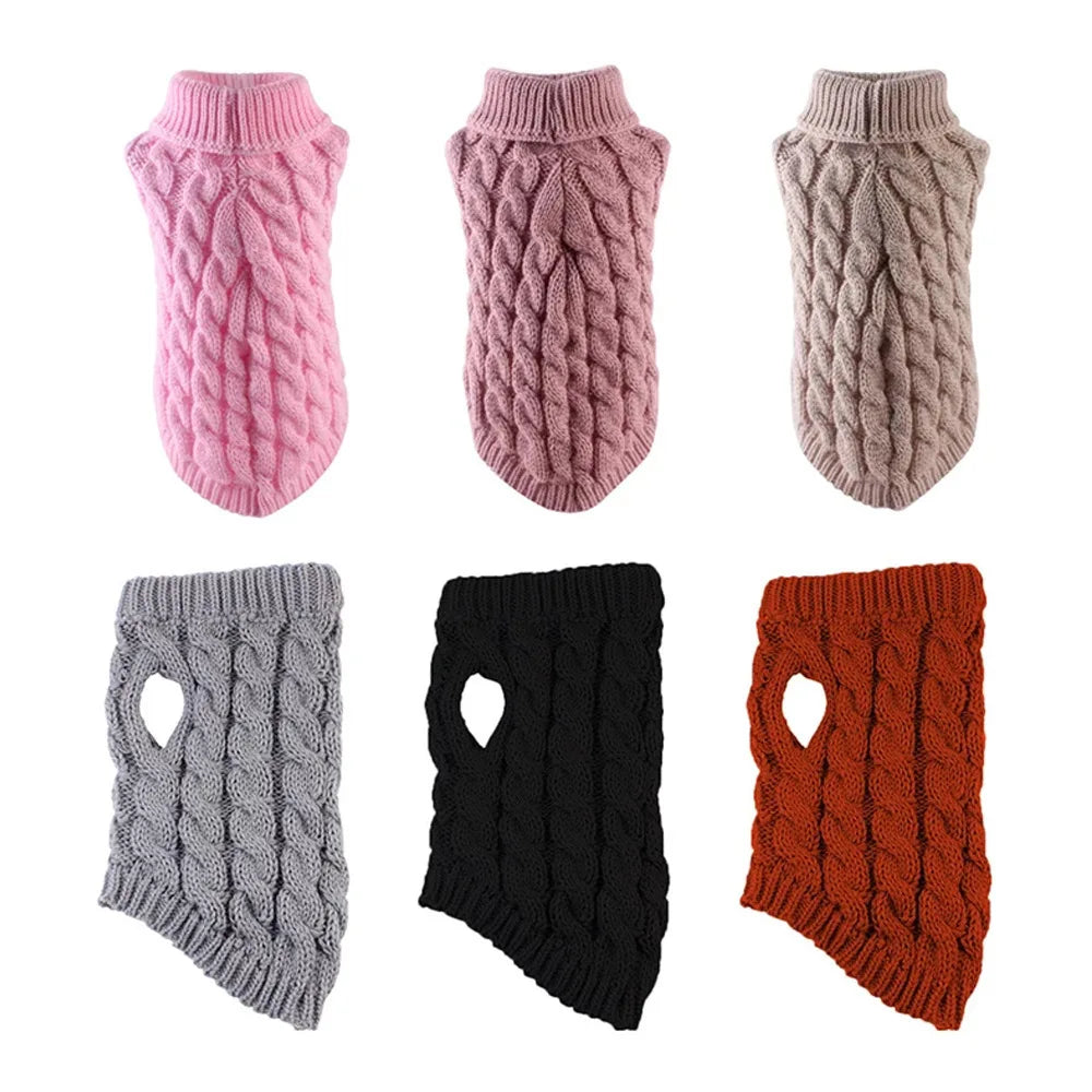 New Pet Small Pet Dog Clothes Sweater Fashion Autumn Winter Solid