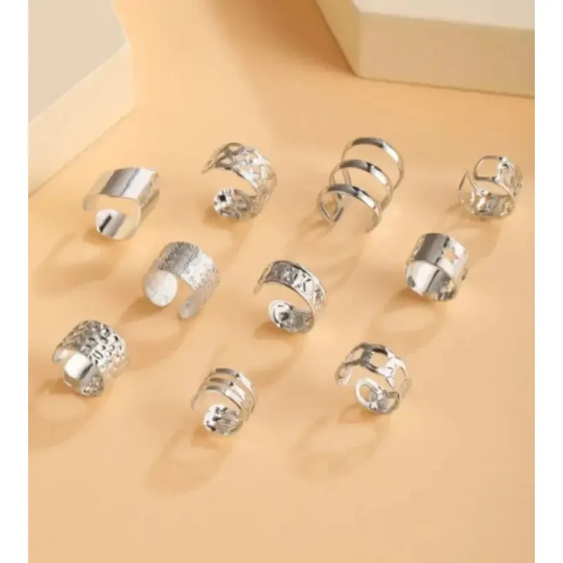 5/15 Pcs Set Of Hollow Leaf Design Clip On Earrings, Zinc Alloy