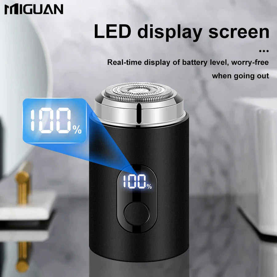 Compact Electric Shaver for Men - Digital Display, USB Fast Charging,