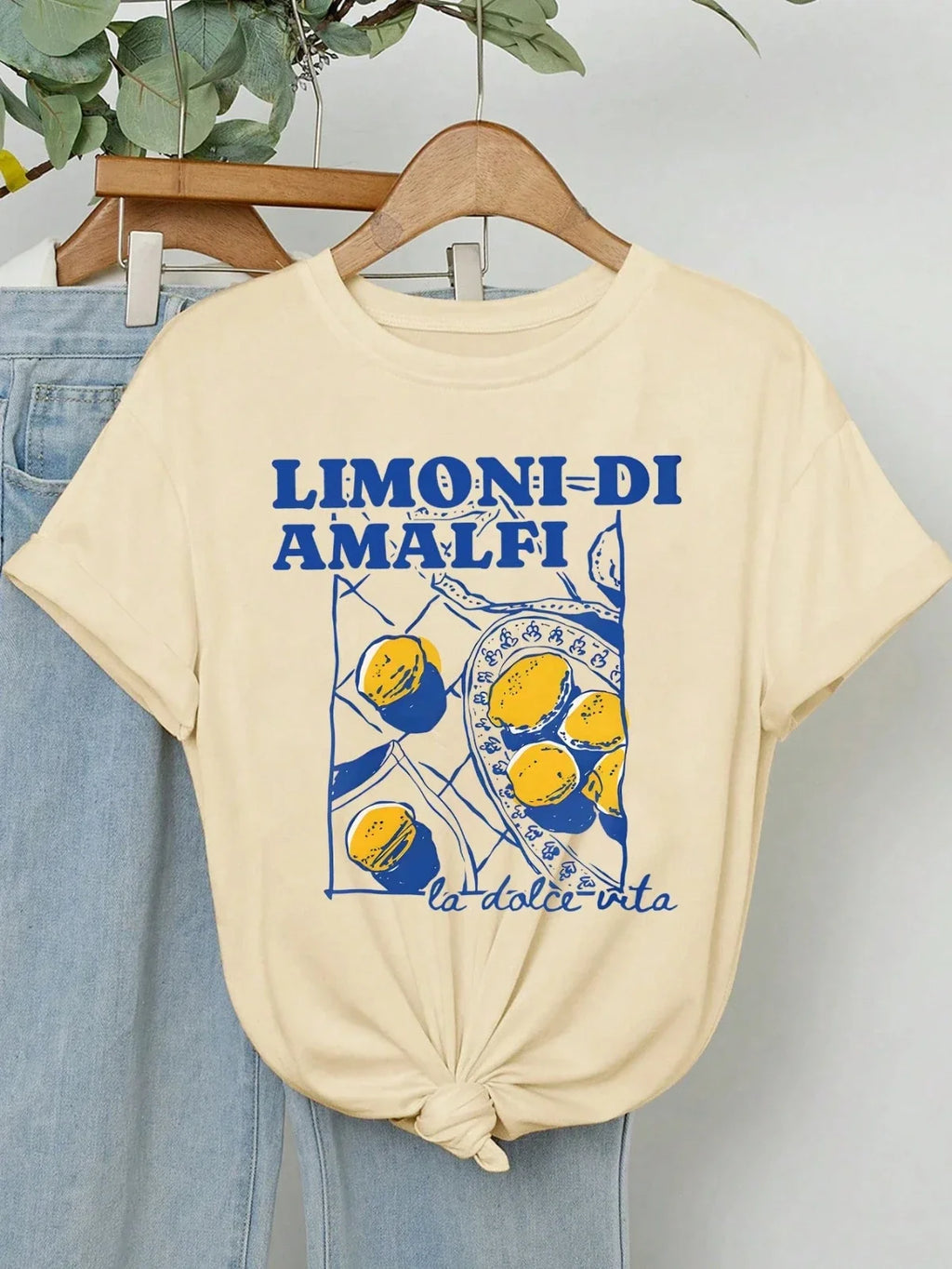 Limoni Di Amalfi Lemon Graphic Women's New Trend Collection Crew Neck