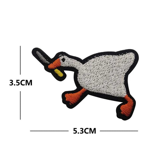 Animal With Knife Fabric Applique Embroidery Hook and Loop Patch,Peace