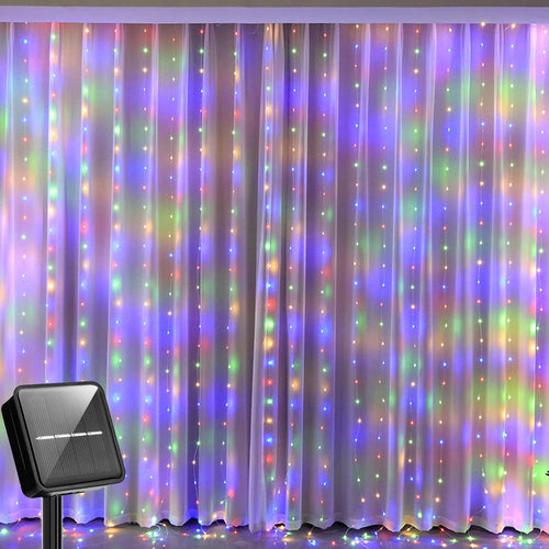Solar Curtain Light LED Outdoor Waterproof 300leds Garland Decoration