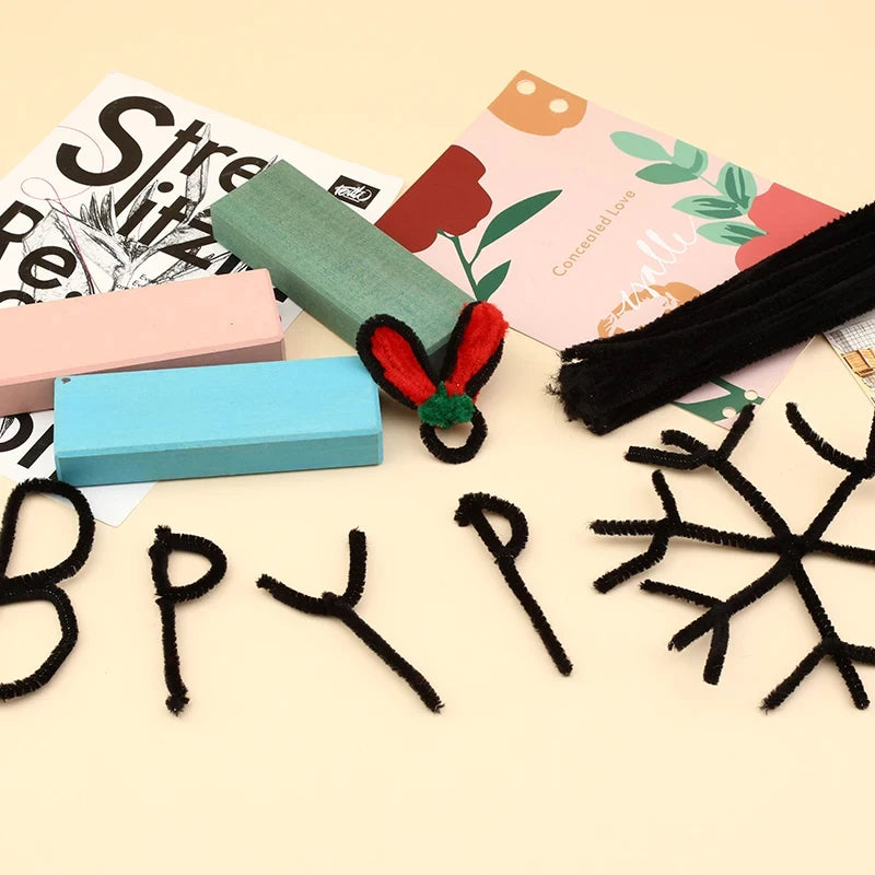 100PCS Colorful Chenille Stem Twisted Rod Wool Root Fluffy Bar Iron