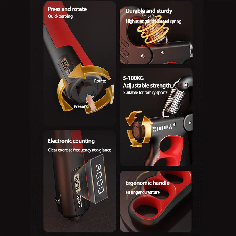 5-100kg Grip Strength Gym Wrist Expander Hand Strengthener Adjustable