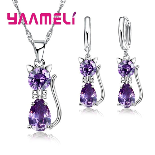 Real 925 Sterling Silver Color Jewelry Sets for Woman Girls Shining