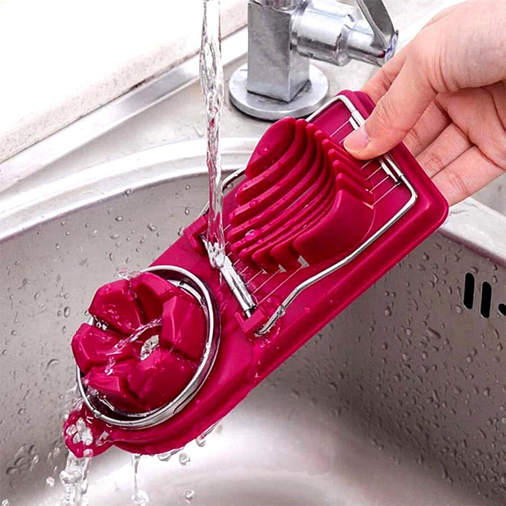 Multifunctional PP Base egg cutter 2-in-1 stainless steel wire pull