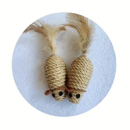 1/4pcs Sisal False Mouse Cat Toy Bite Resistance Stuffed Toy