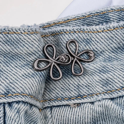 2PCS Lucky Four-Leaf Clover Alloy Waist Clips - No-Sew Adjustable