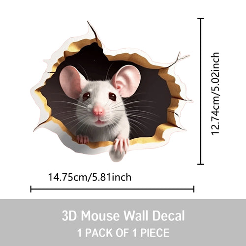 1PC 3D effect personalized mouse hole sticker reading white mouse