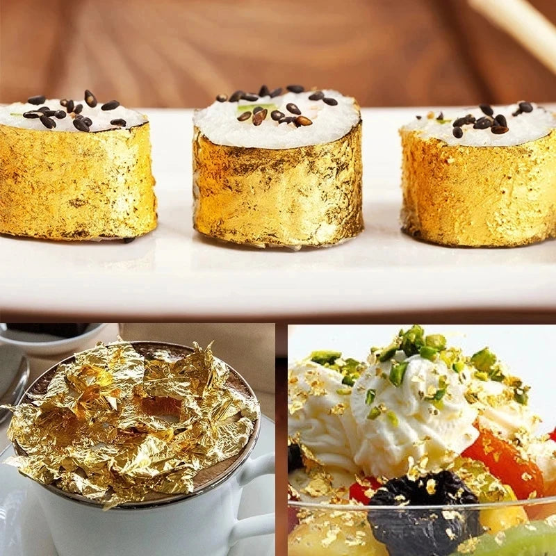 Aomily 9x9cm 100 Sheets Practical K Pure Shiny Gold Leaf for Gilding