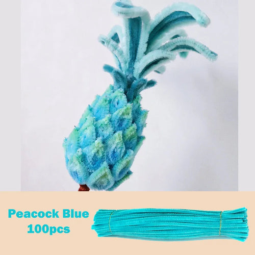 100pcs Colorful Chenille Stems Pipe Cleaners Plush Tinsel Stem Wired