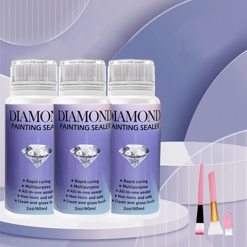 60ML/120ML/200ML Diamond Painting Sealer with 3 Pcs Brushes Diamond