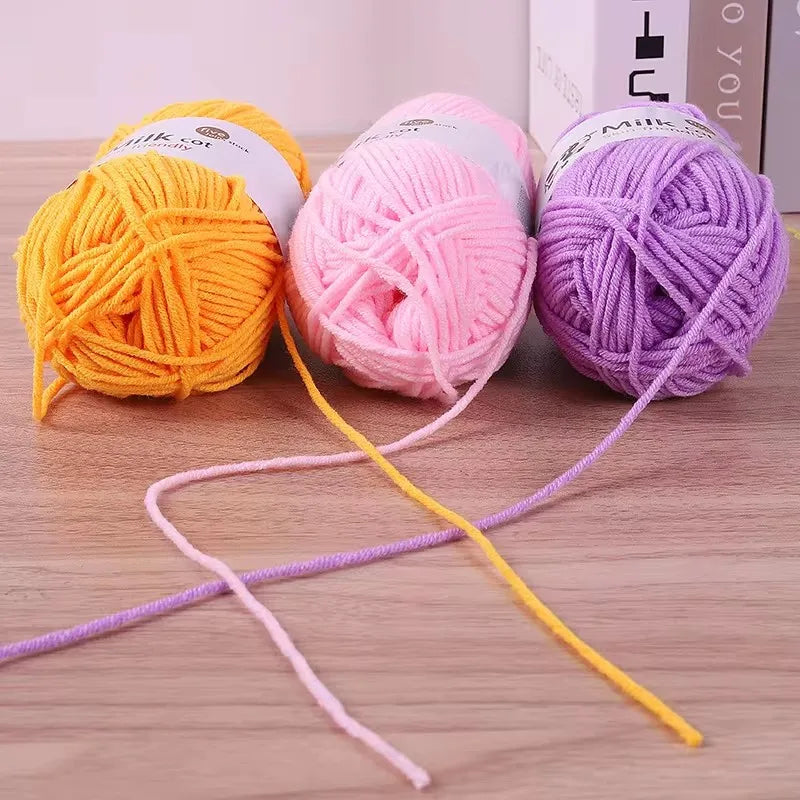 5-Strand Milk Yarn Handmade Medium Thick DIY Woven Doll Sweater Flower