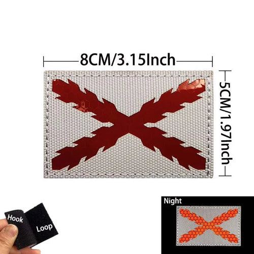 Infrared Reflective Patch Spanish Flag,Burgundy Cross Emblem Applique