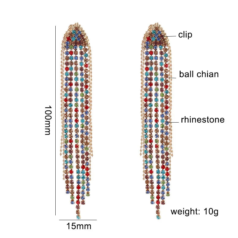 2PC Women's Fashion Copper Claw Chain Long Tassel Earrings Outdoor