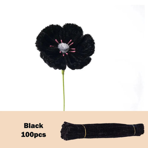 100pcs Colorful Chenille Stems Pipe Cleaners Plush Tinsel Stem Wired