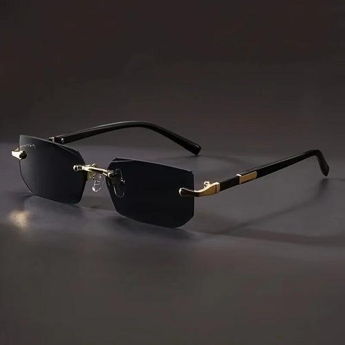 1pc Rimless Sunglasses Rectangle Women Men Shades Small Square Sun