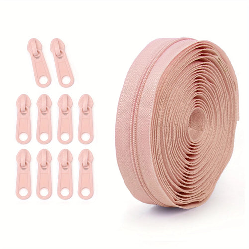 1 group = 4.5m zipper + 10 plastic zipper heads, 20 colors optional,