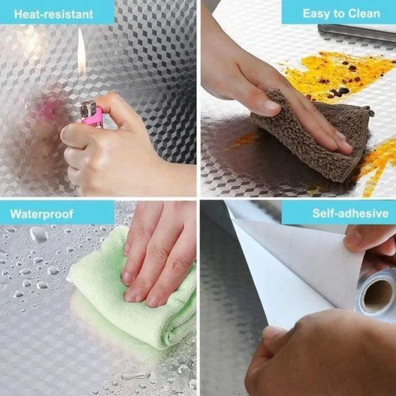 Kitchen Wallpaper Stickers Self Adhesive Aluminum Foil Oil Proof