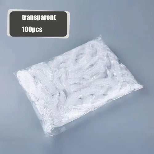 Women's Disposable Shower Cap, Plastic Waterproof Head Cover, Pink Spa