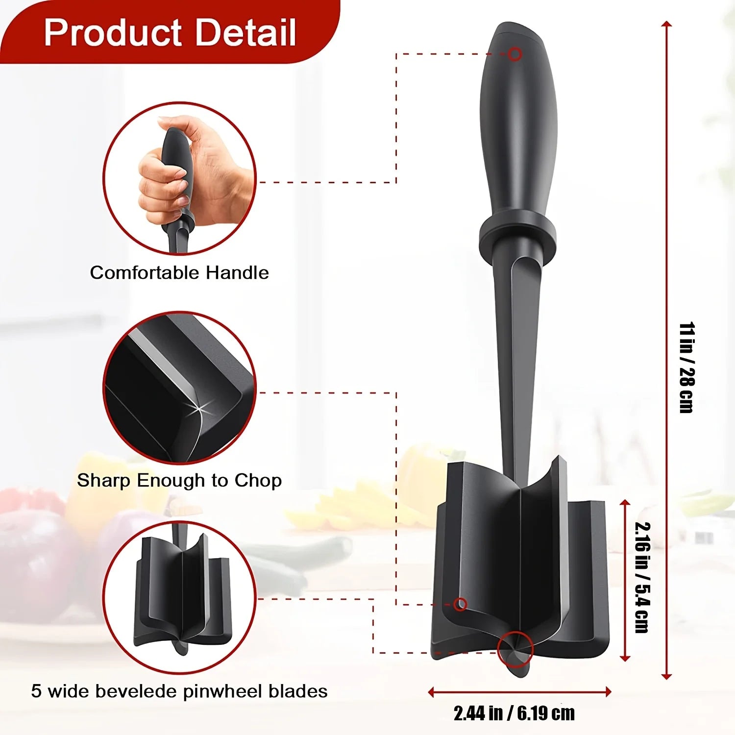 1pc Meat Chopper, Hamburger Chopper, Premium Heat Resistant Masher And