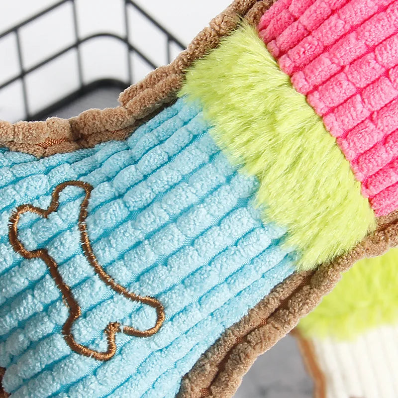 1pc Dog Squeaky Toys, Bones Plush Dogs Chew Toy for Small Medium Breed