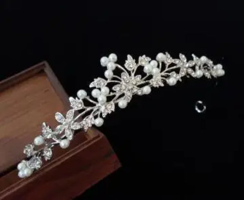 Bride Pearl Crown Headband Diamond Hair Accessories Alloy Rhinestone