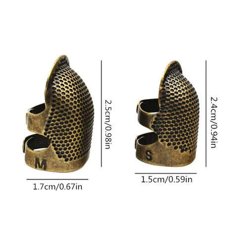 2PCS vintage adjustable thimble hand sewing thimble ring home non-slip