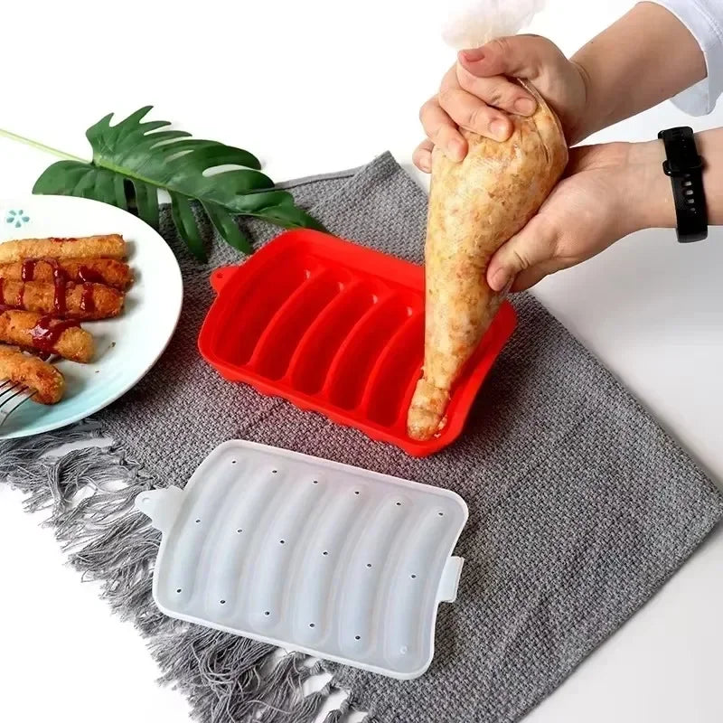 Sausage Maker Mould 6 Cavity Silicone DIY Ham Hot Dog Making Moulds