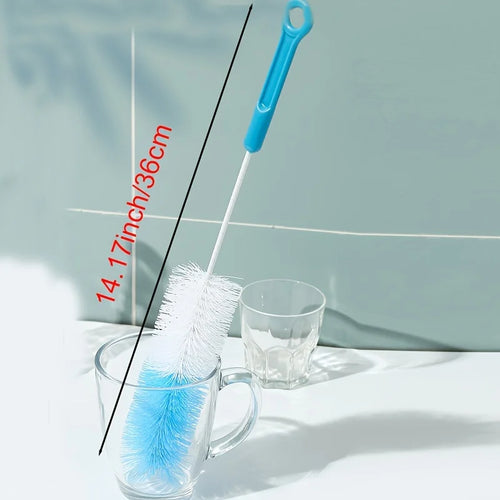 Long Handle Cup Brush,Kitchen Glass Bottle Cleaning Brush,Milk Bottle