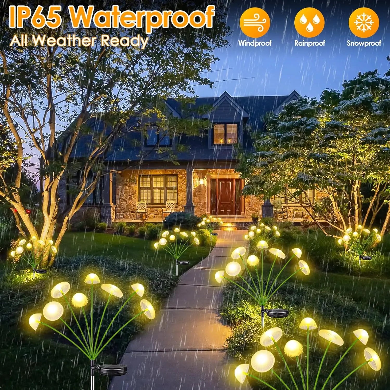 Solar Garden Lights Dual Mode LED Solar Mushroom Lights Waterproof