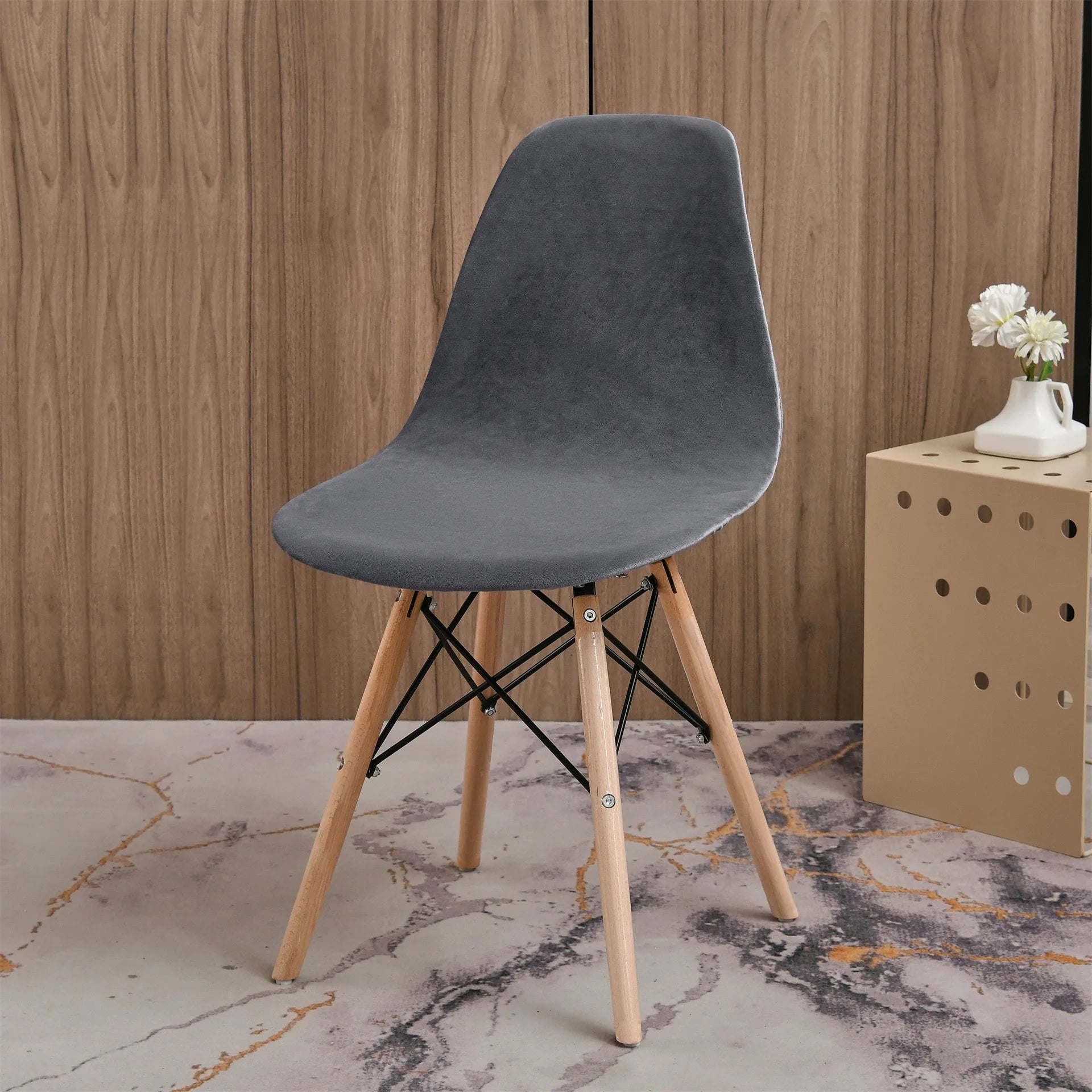 Fleece-lined and thickened solid-colored accent chair covers made of