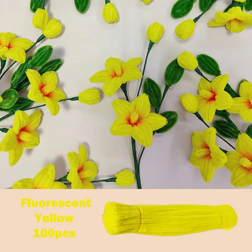 100pcs Colorful Chenille Stems Pipe Cleaners Plush Tinsel Stem Wired