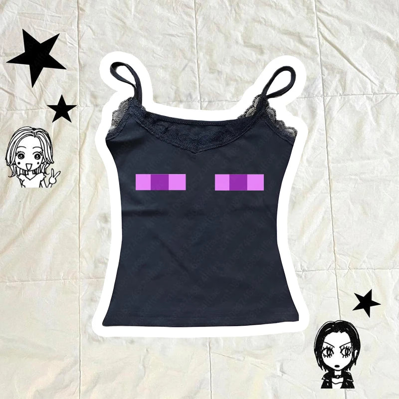 Women's Sleeveless Camisole Y2K Sexy Lace Streetwear Hip Hop Punk Rock