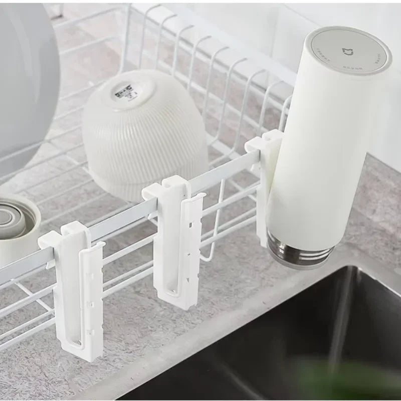 Cup Holder Sink Dish Rack Adjustable Length Plastic Kitchen Organizer