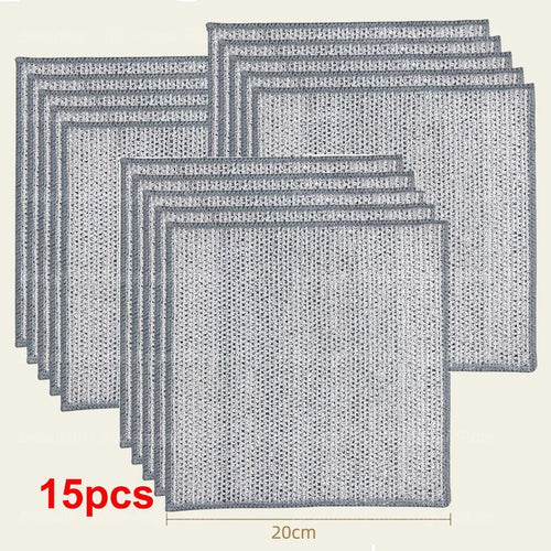 20/5pcs Thickened Steel Wire Cleaning Cloth Non-Scratch Double-layer