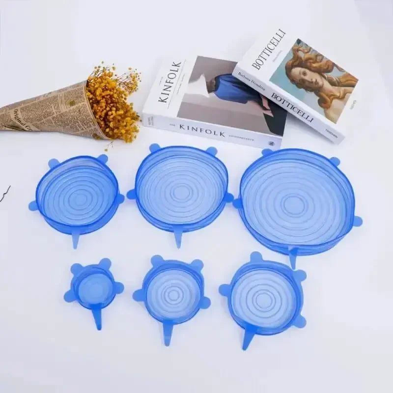 6pcs Reusable Silicone Stretch Lids For Food Bowls - Multifunctional