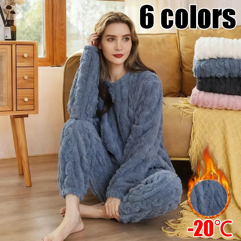 Women's pajamas set Winter coral velvet homewear Velvet thickened