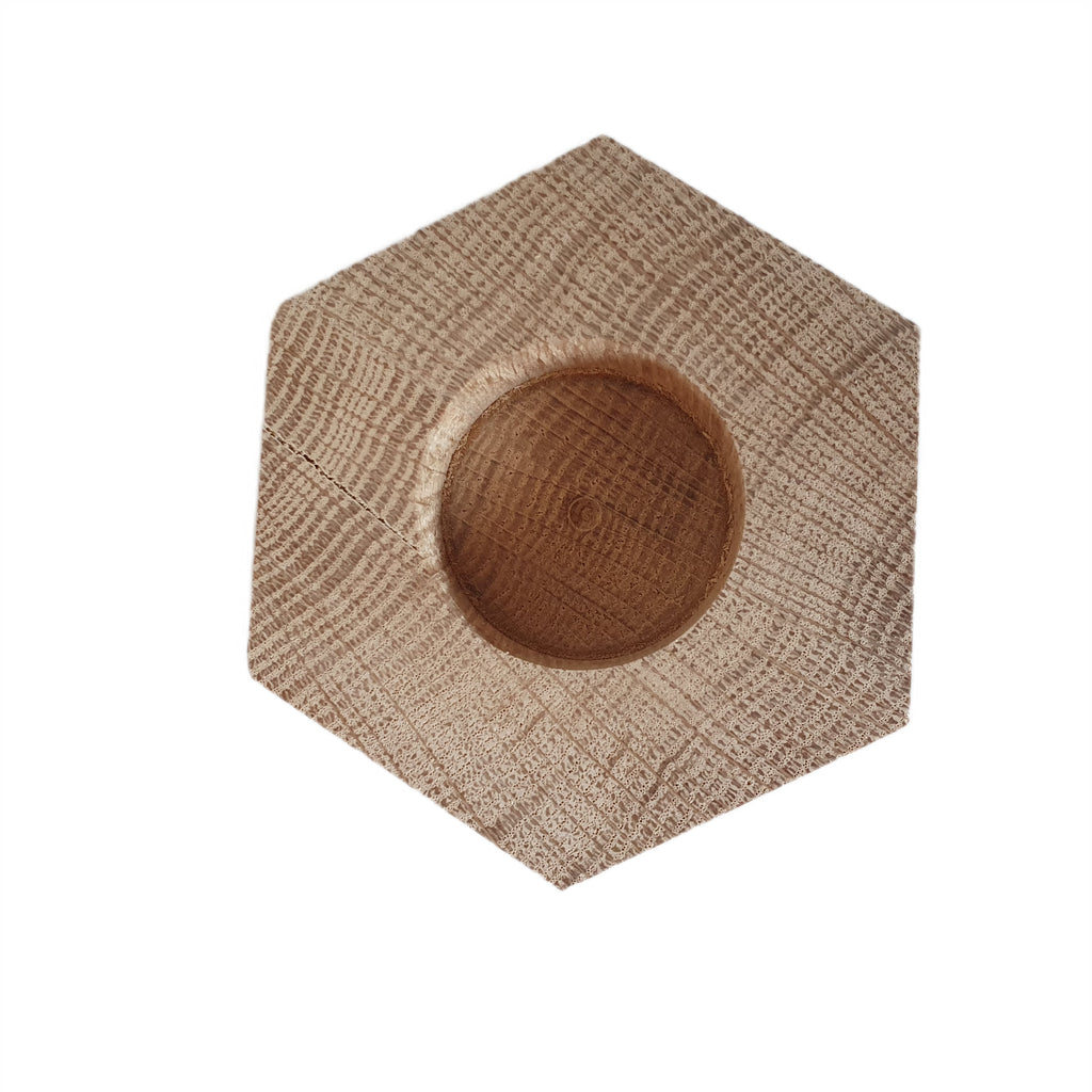 Wooden Hexagonal Candlestick Oak